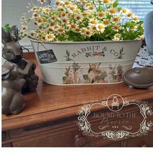 Sweet Little Lightweighted Metal Springtime/Easter bunny Bucket!